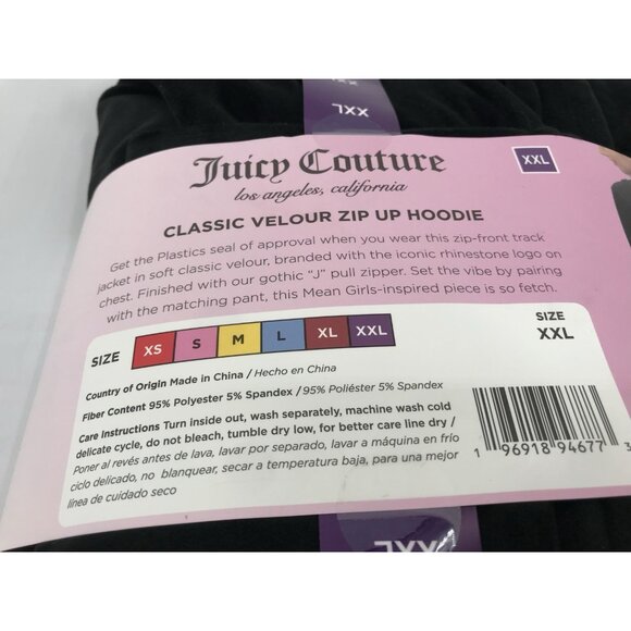 WOMEN'S Size XXL 2XL JUICY COUTURE LA MEAN GIRLS VELOUR FULL ZIP HOODIE JACKET - Picture 7 of 7